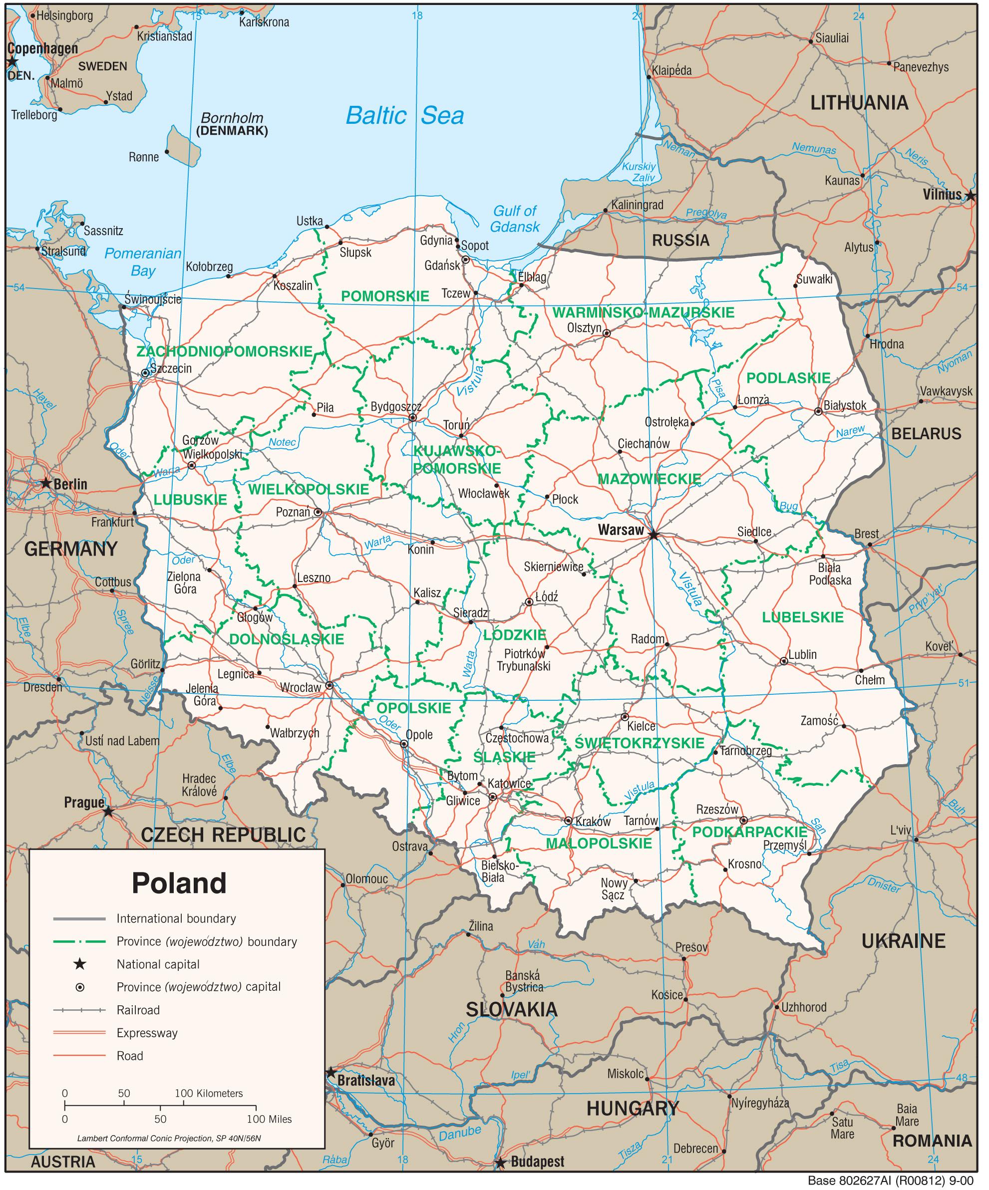 Mappa di Polonia - Vedi mappa della Polonia (Europa dell'Est - Europa)