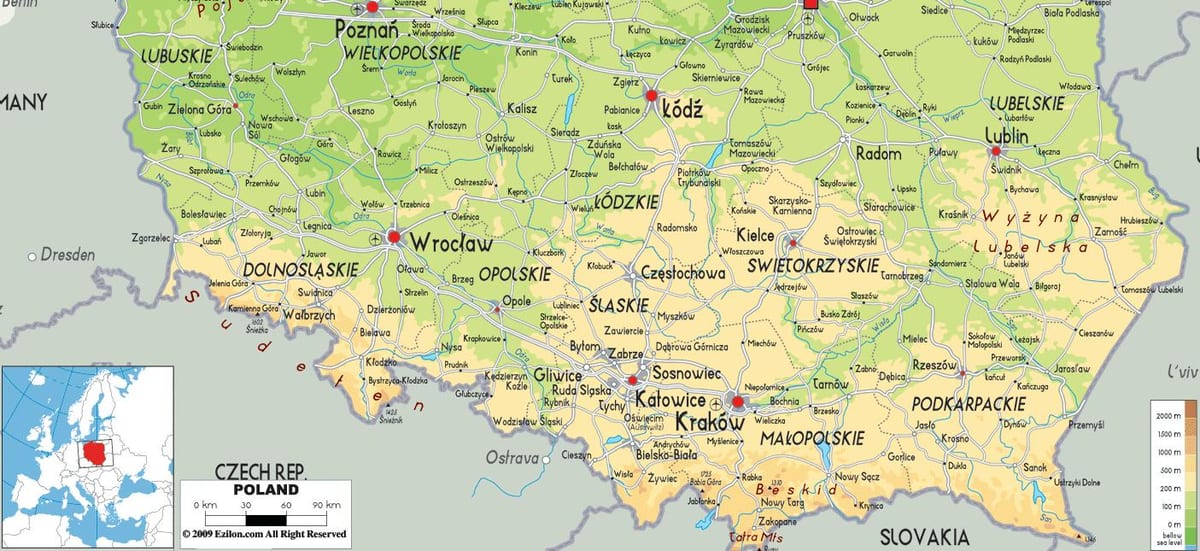 mappa della Polonia meridionale