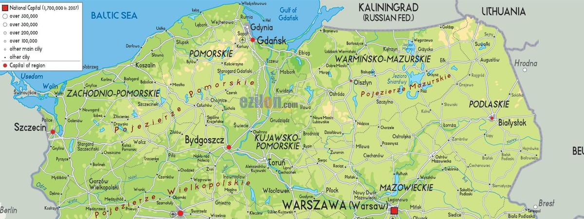 mappa della Polonia settentrionale