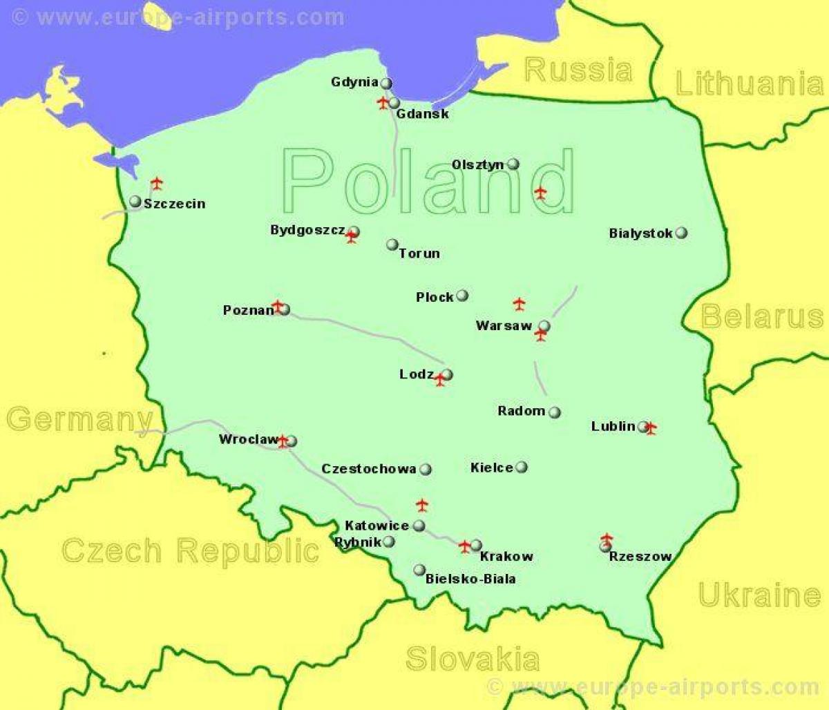 mappa di aeroporti Polonia risultati