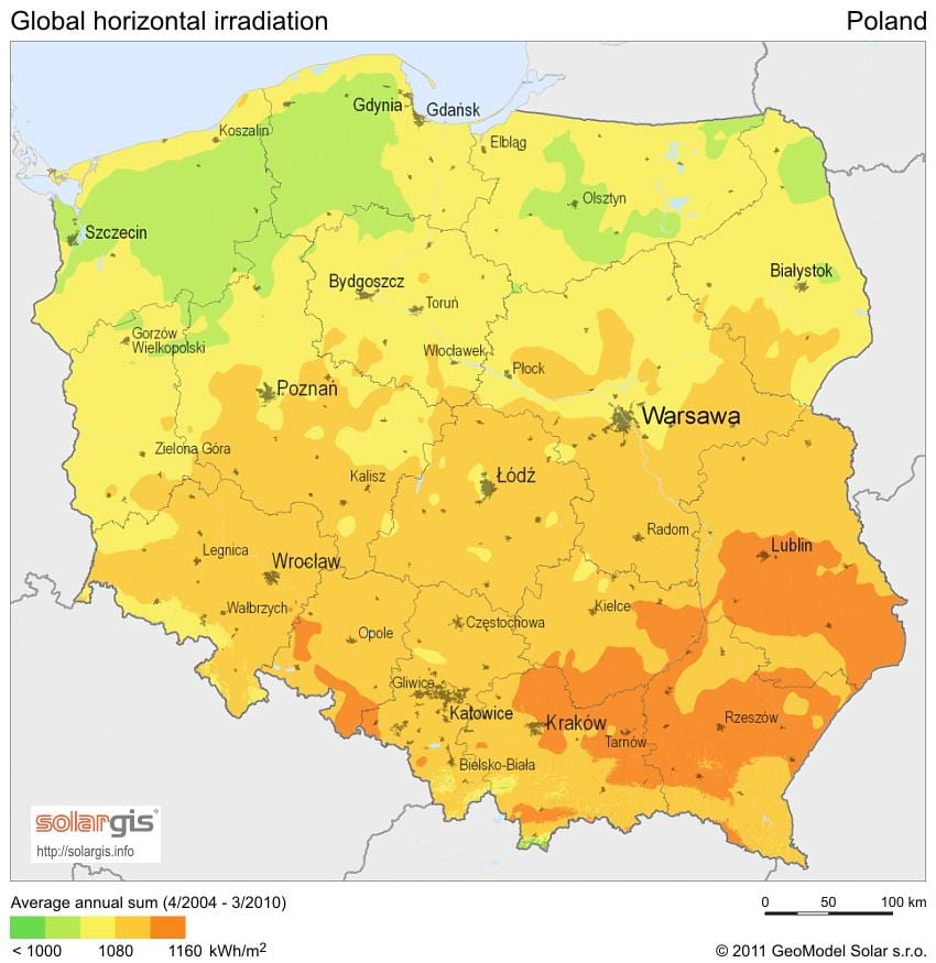 mappa di Polonia clima