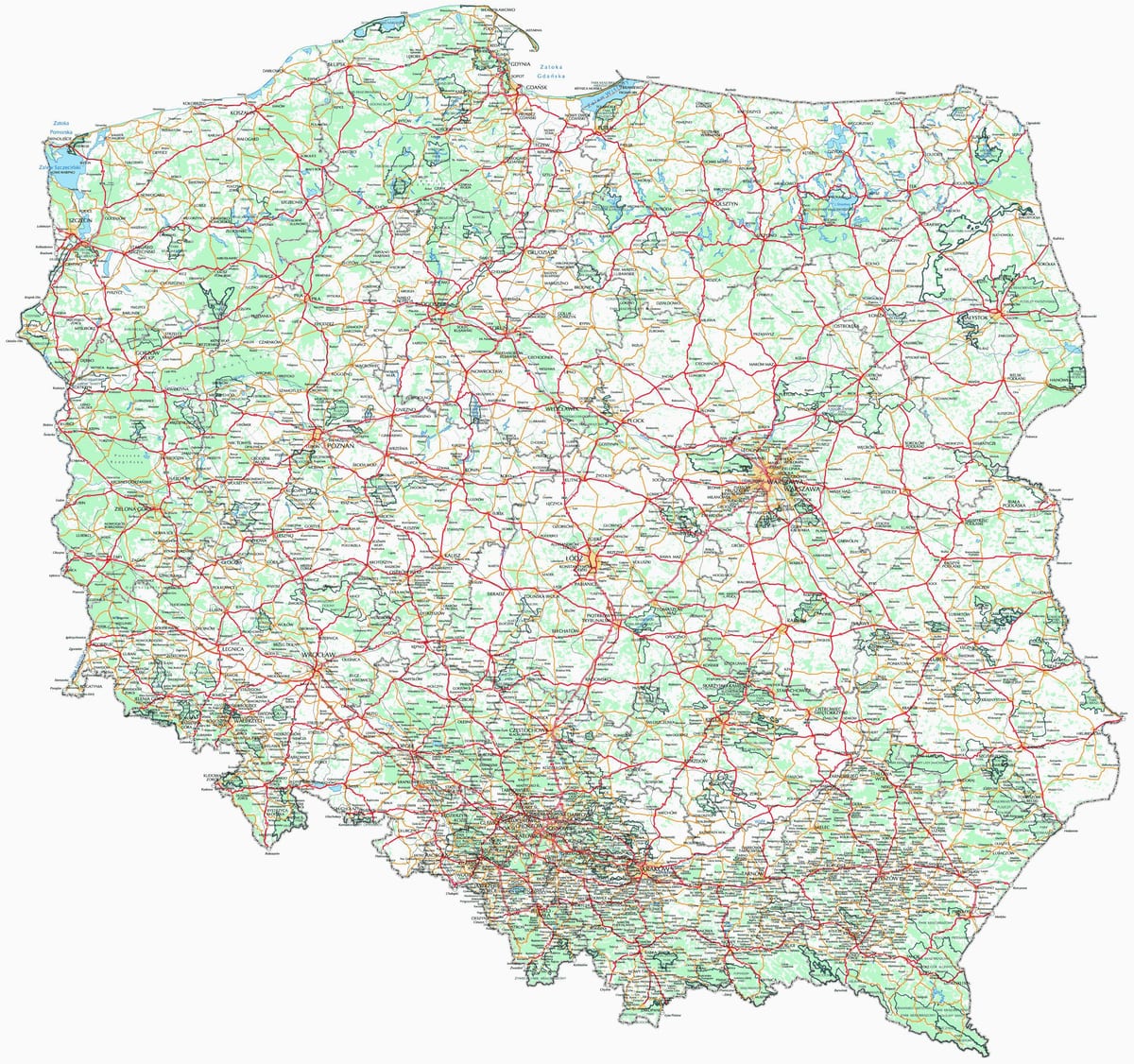 mappa di Polonia comuni, ordinati per distanze