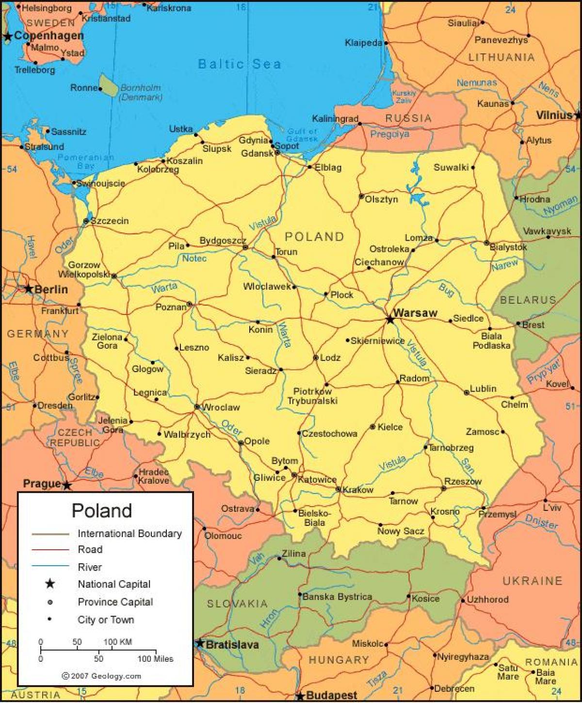 mappa di Polonia confini