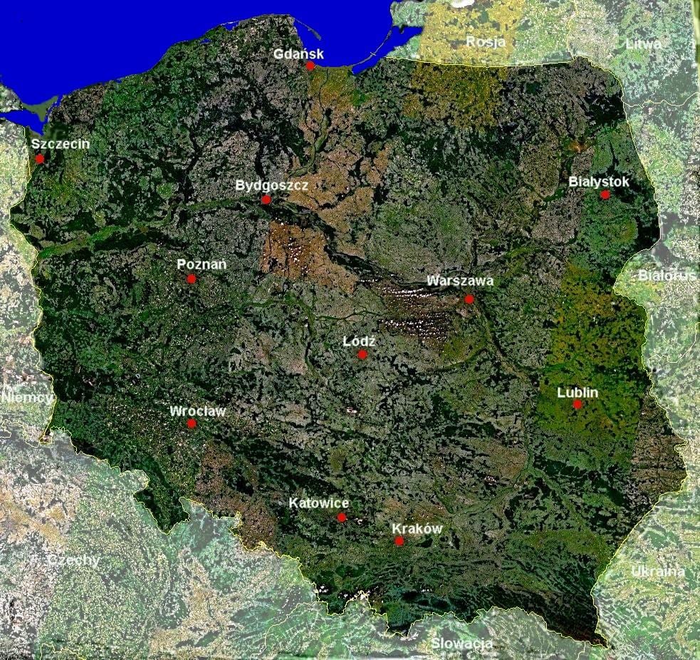 mappa di Polonia satellitare