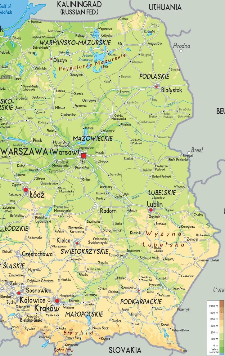 mappa Polonia orientale