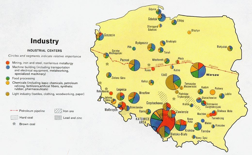 mappa di Polonia risorse naturali