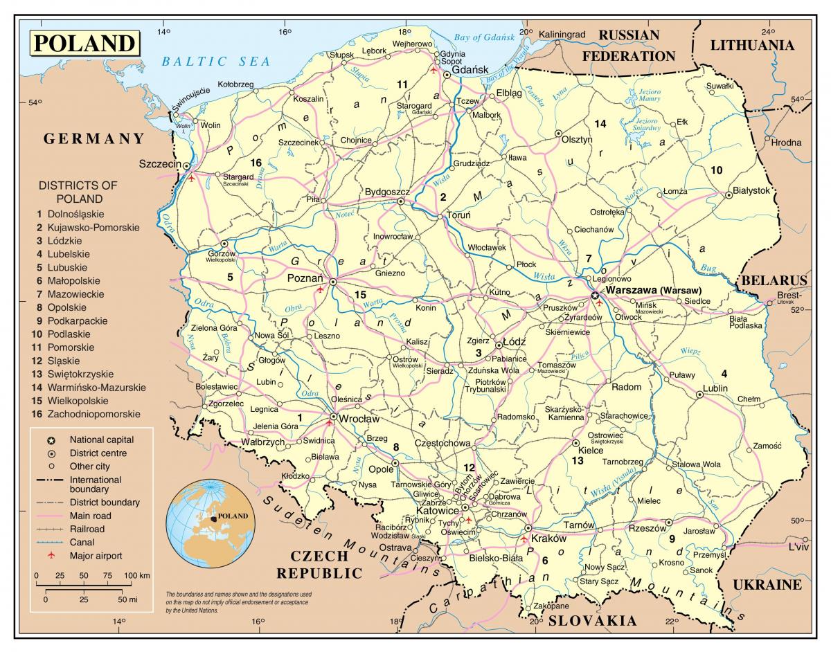 mappa di Polonia trasporti