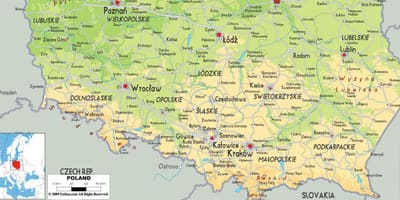 Mappa della Polonia meridionale