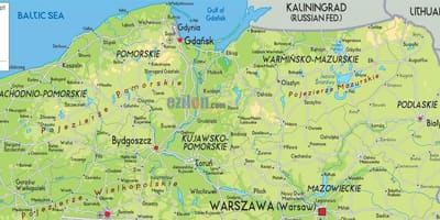 Mappa della Polonia settentrionale