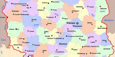 Mappa di Polonia città
