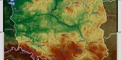 Mappa di Polonia elevazione