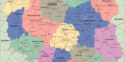 Mappa di Polonia politico