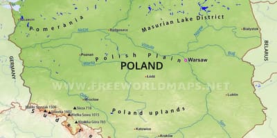 Mappa di Polonia montagne