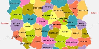 Mappa di Polonia paese