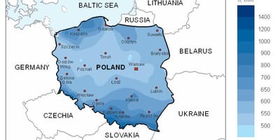 Mappa di Polonia pioggia